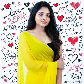 girl in a yellow saree love doodle
